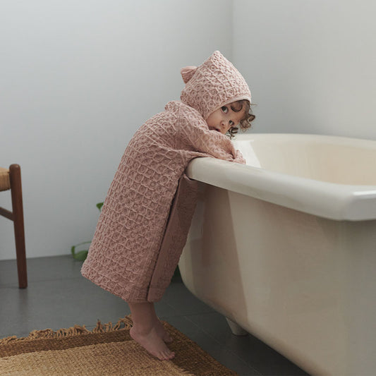 hooded bathrobe 2 apricot